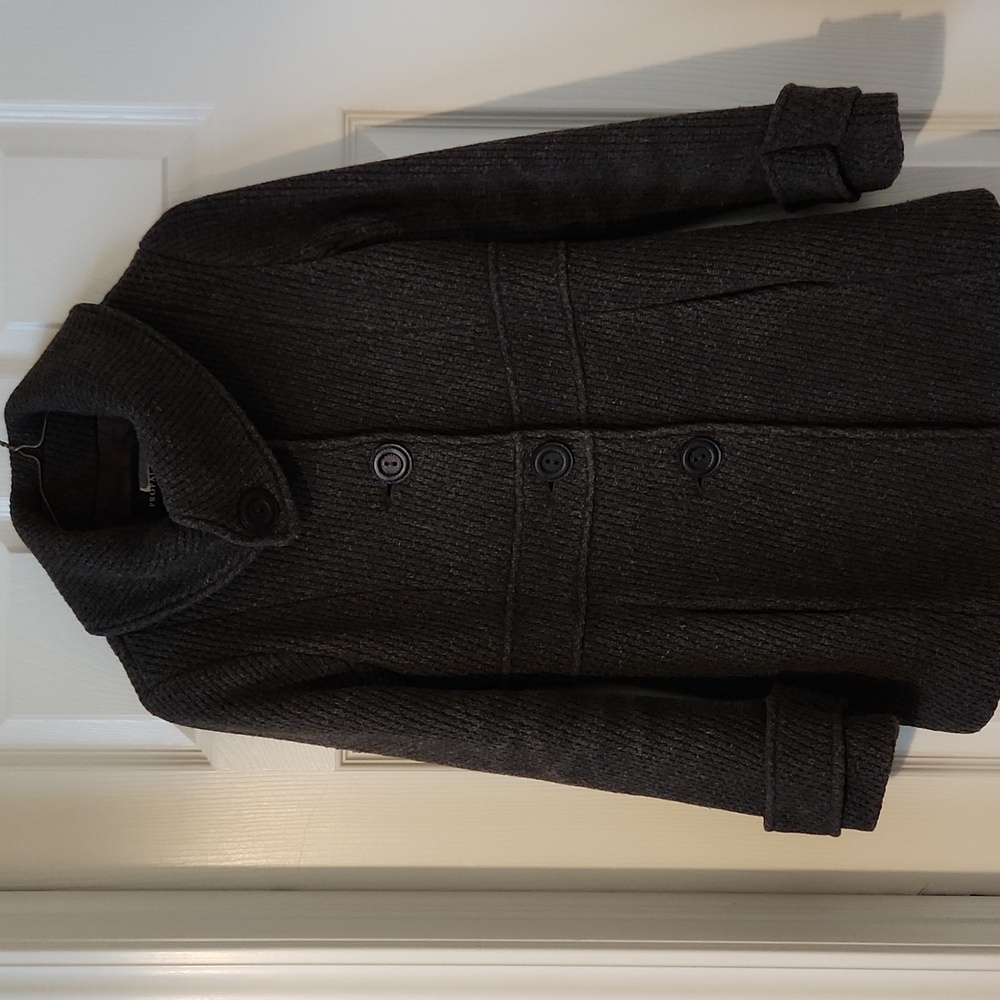 Propaganda Dark Brown Wool Peacoat with Asymmetric Collar